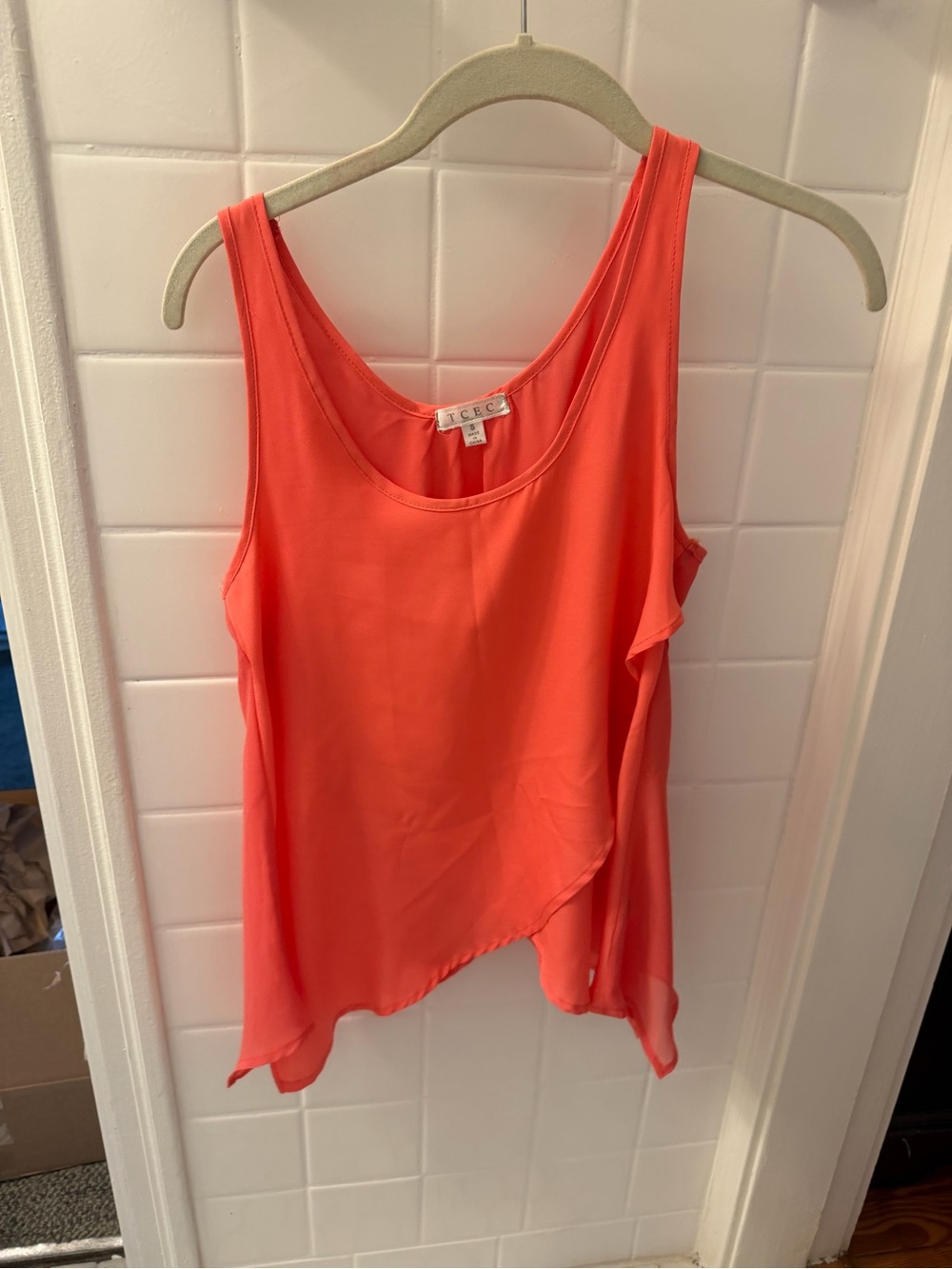 TCEC Coral Asymmetrical Sleeveless Camisole